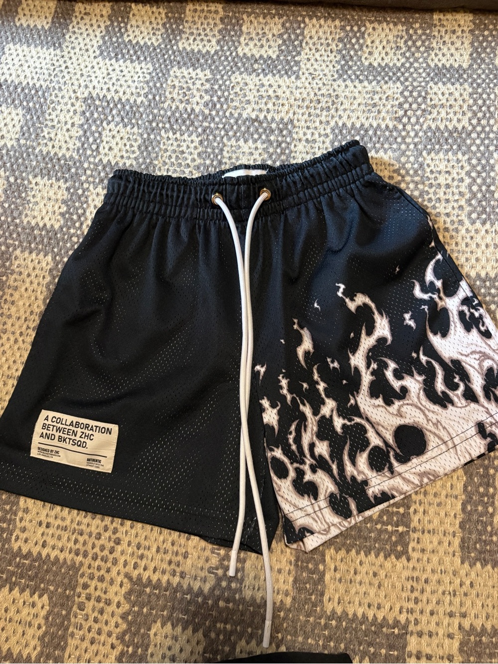 BKTSQD x ZHC collab flame shorts. XS Mens, fits like 12-14 boy